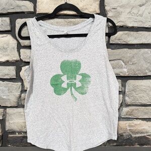 Under Armour Women's Heather Gray Muscle Tee with Green Shamrock